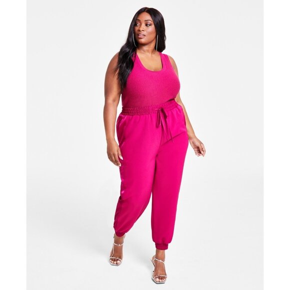 Nina Parker Pants - Nina Parker Trendy Plus Size 2X Wide-Leg Joggers Pink MSRP $89